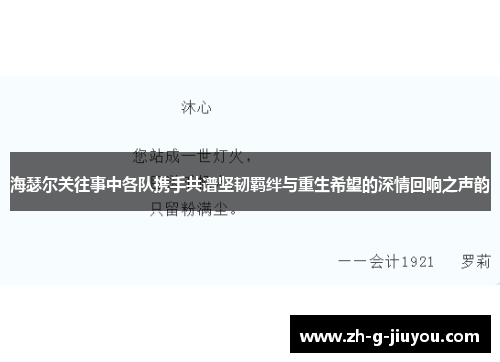 海瑟尔关往事中各队携手共谱坚韧羁绊与重生希望的深情回响之声韵